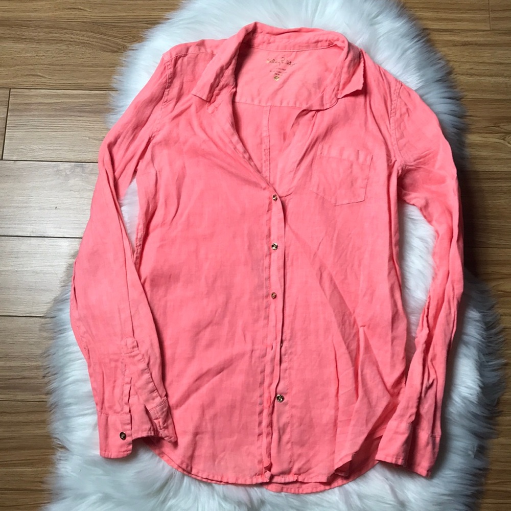 Lilly Pulitzer linen button down shirt sz s